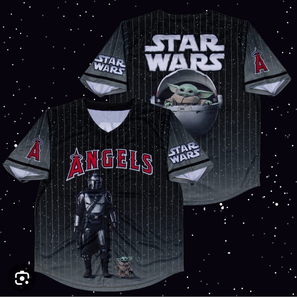 Angels x Star Wars Baseball Jersey with The Mandalorian & Grogu